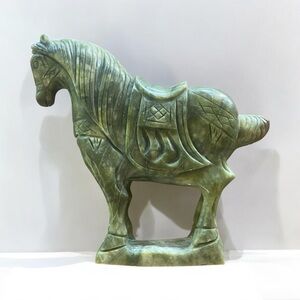 Hand Carved Green Stone Chinese Tang Dynasty Style Horse Large ~ 6.5 Lbs